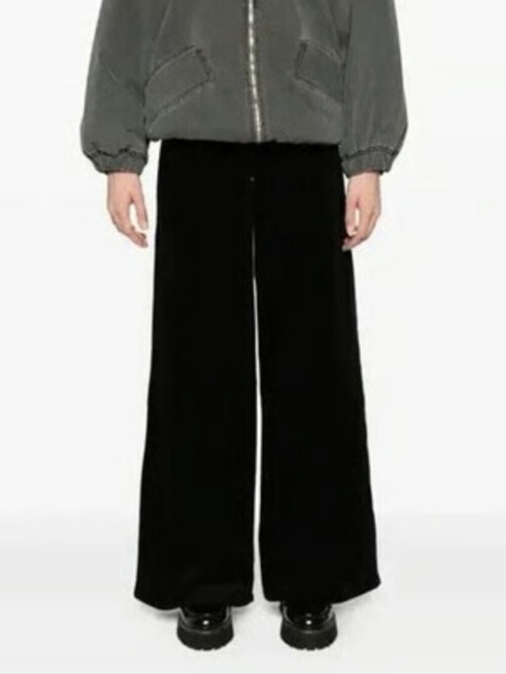 L'AGENCE MAGHRA Black Wide-Leg Velvet Trousers 33 By 33 Inseam Very Stretchy